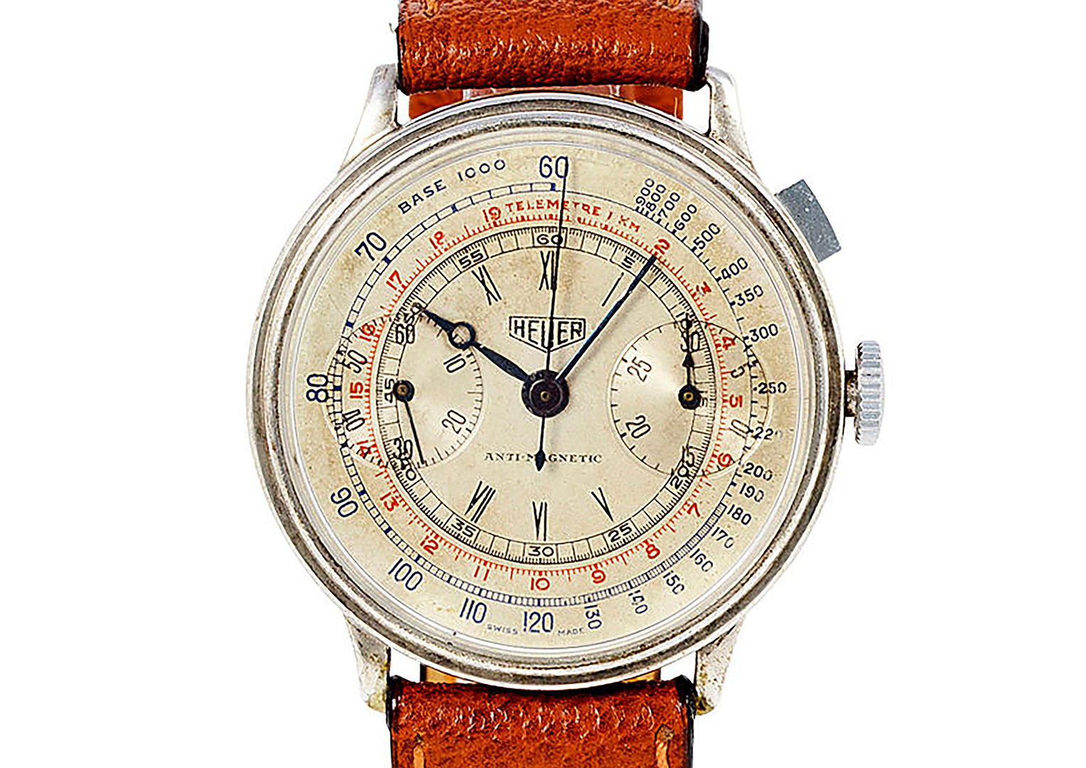 A 1930s Heuer chronograph, a complication it excelled in. Image courtesy of Bonhams