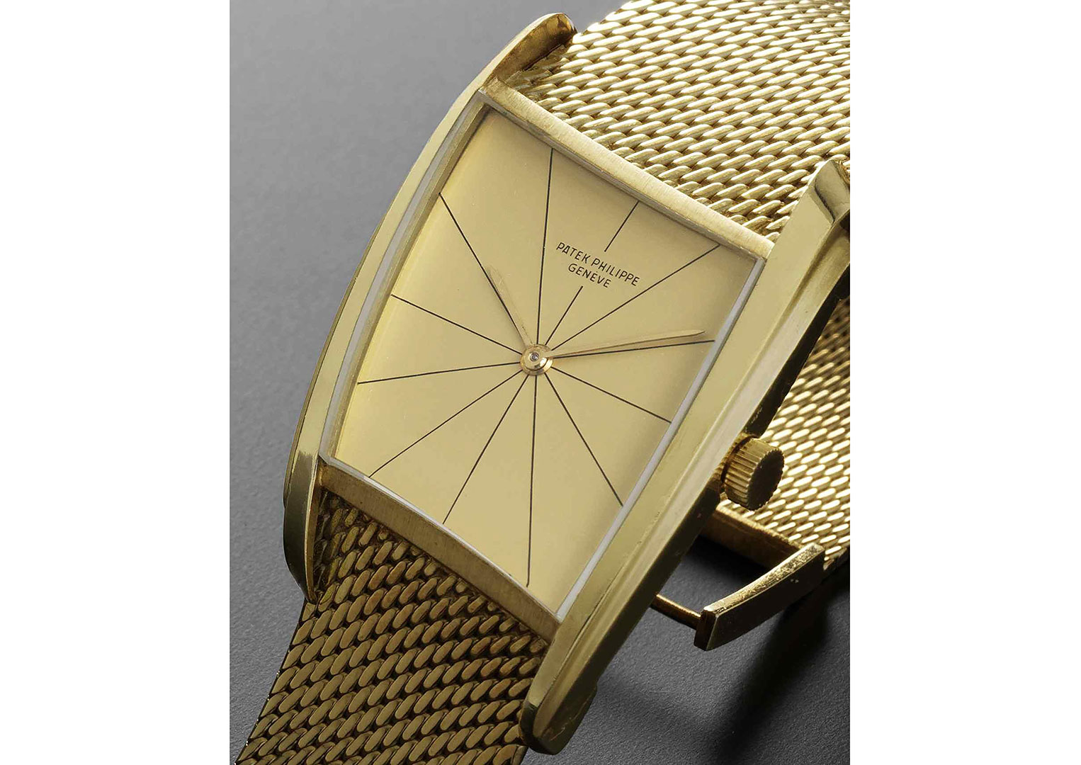 Gilbert Albert designed this asymmetric 1960s dress watch. Image courtesy of Bonhams 