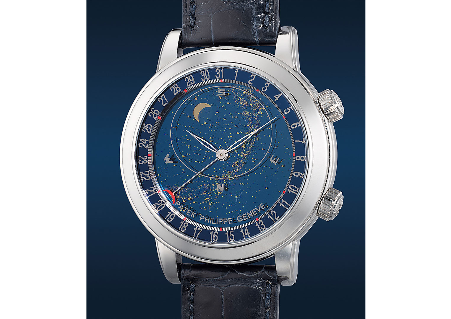 The reference 6102 is one of the greatest astronomical watches of recent times. Image courtesy of Phillips