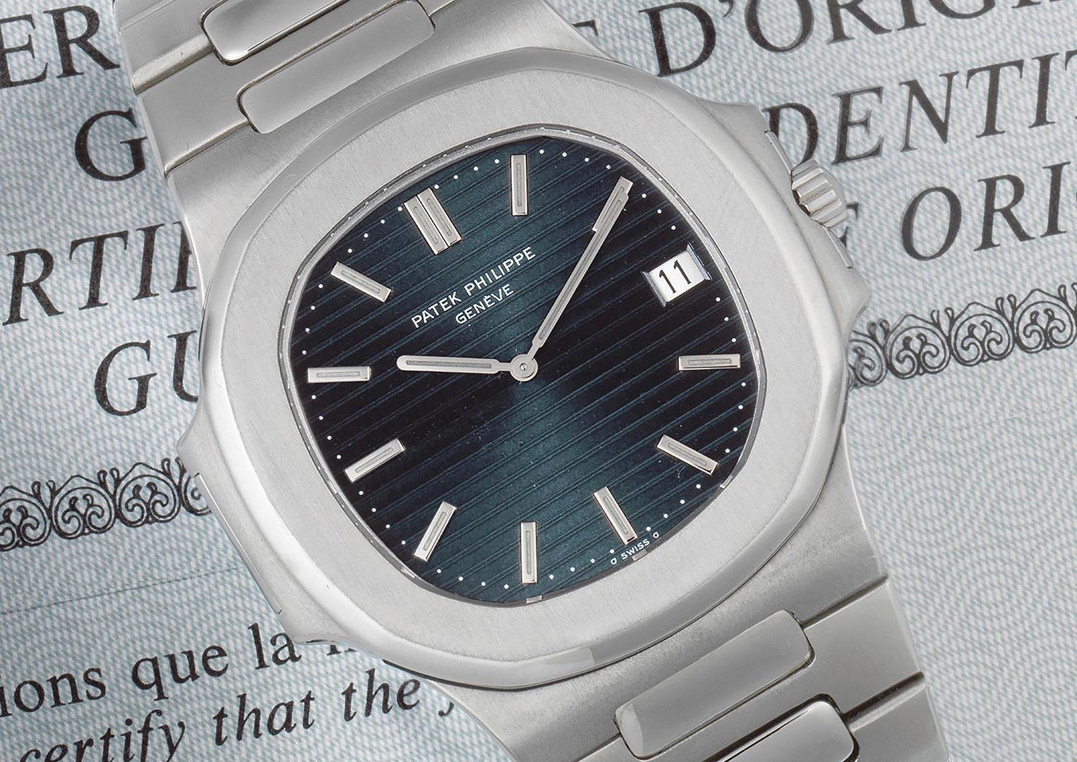 Launched in 1976, the first Nautilus was designed by Gerald Genta. Image courtesy of Bonhams