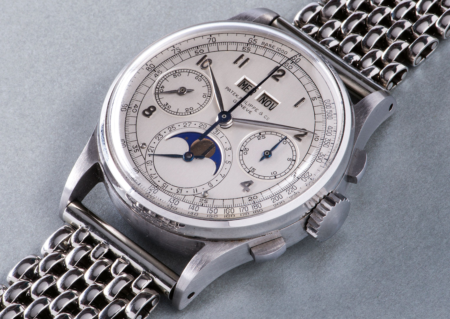 The legendary 1518 is like gold-dust on the auction scene, especially the steel version. Image courtesy of Phillips 